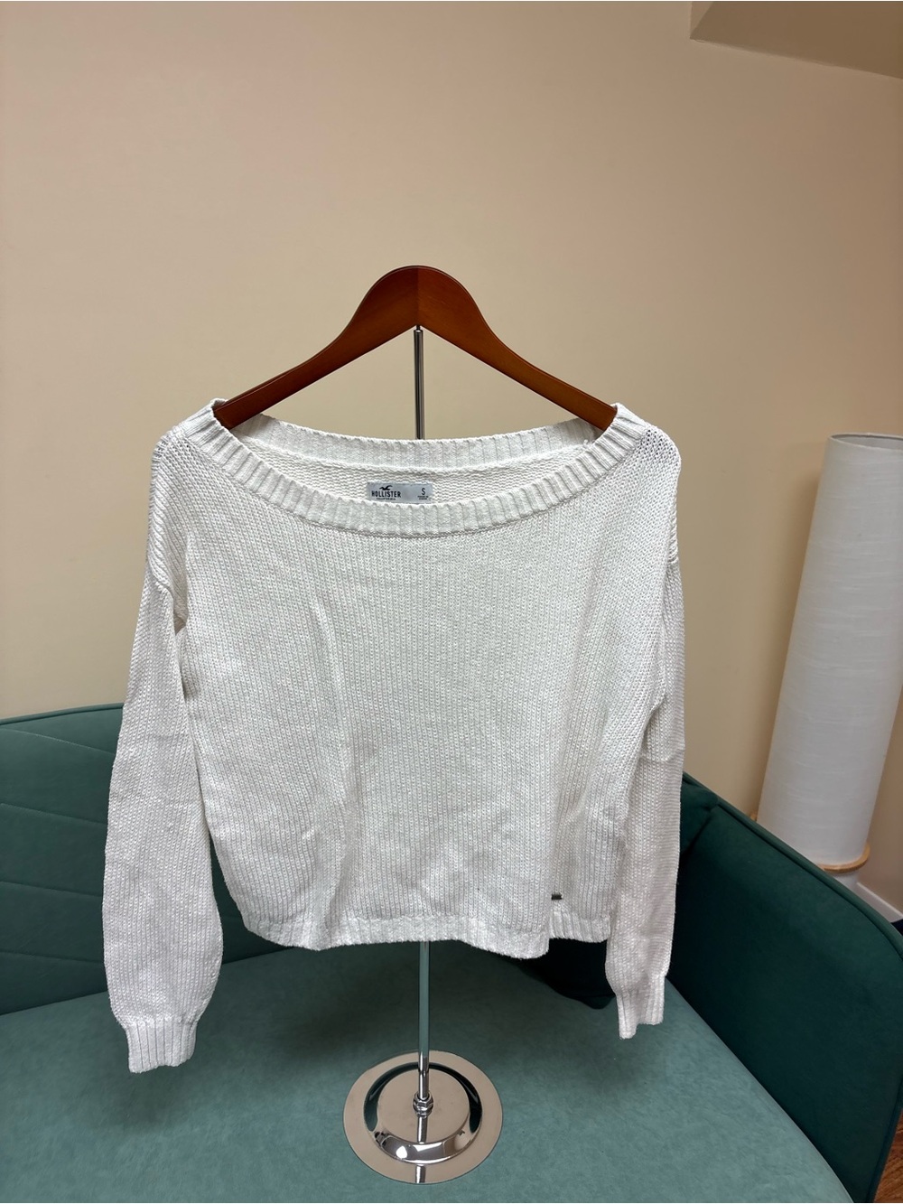 Hollister Off-Shoulder White Knit Sweater